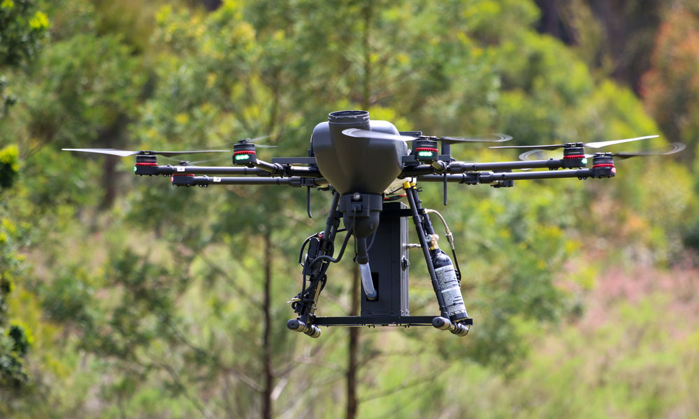 An AirSeed Technologies drone that can plant up to 40 000 seeds a day © WWF-Australia / Paul Fahy